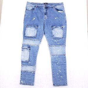 Novamen Utility Slim Jeans Size 40 Blue Distressed Bleach Wash‎ Streetwear